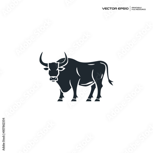 bull silhouette  character  logo  design  vector  illustration 