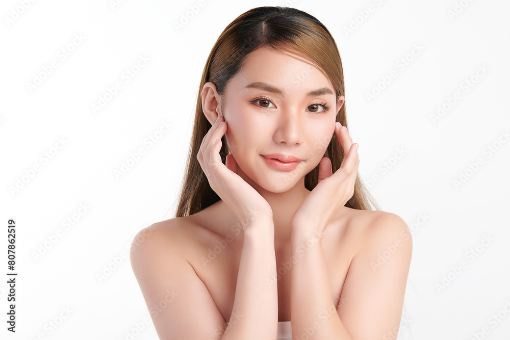 Beautiful young asian woman with clean fresh skin on white background, Face care, Facial treatment, Cosmetology, beauty and spa, Asian women portrait. Beautiful young asian woman with clean fresh skin on white background, Face care, Facial treatment, Cosmetology, beauty and spa, Asian women portrait.