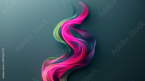 Vibrant pink, green, and blue abstract  Ceremonial flames and smoke on a dark teal background, creating a vibrant and dynamic visual effect