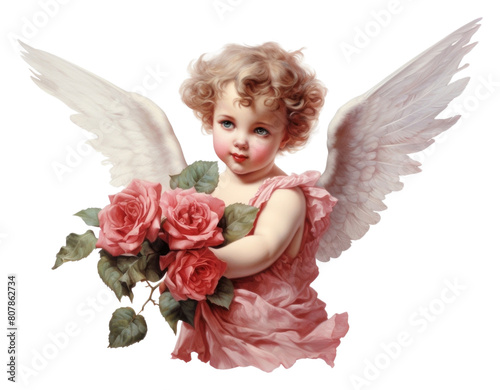 PNG Angel cupid cherub angel baby rose. photo