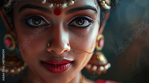 Facial closeup of a bharatanatyam dancer