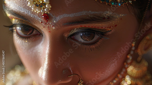 Facial closeup of a bharatanatyam dancer