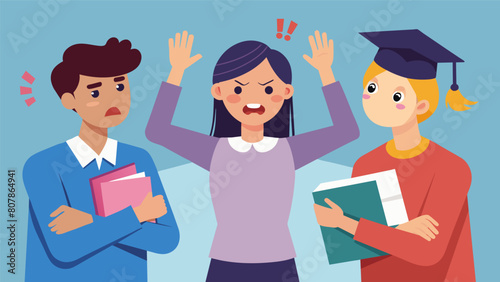 Animated gestures and furrowed brows as students try to convince each other of their stance on tuition fees.. Vector illustration