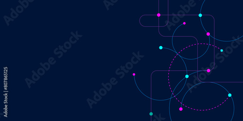 Vectors Abstract geometric with connected lines and dots. Digital communication technology concept background, Global network connection, social networking, big data visualization.