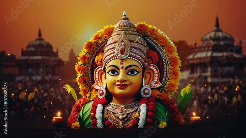 Dwarapudi, India - Circa January, 2018. Architecture of Ayyappa Swamy Temple in Dwarapudi, India.

