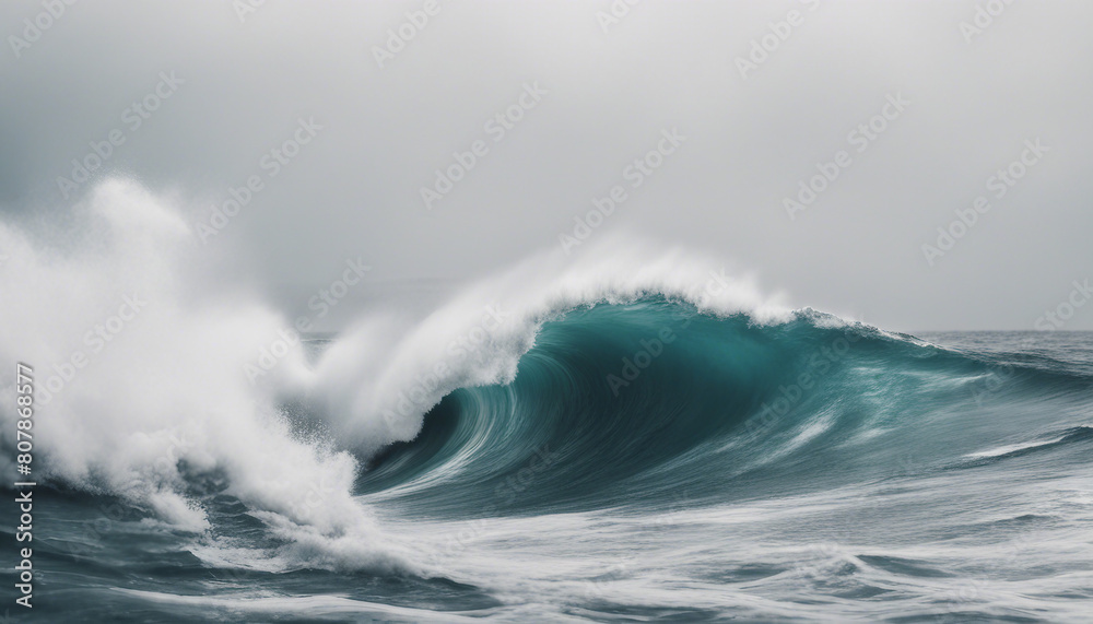 Obraz premium big ocean wave, isolated white background