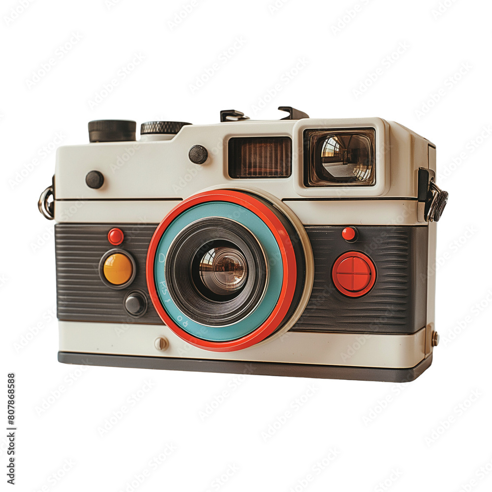 Polaroid camera isolated on transparent background with vintage feel