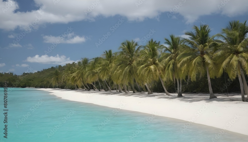A tropical beach scene with palm trees and turquoi upscaled 2