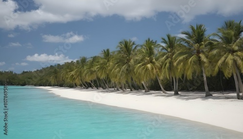 A tropical beach scene with palm trees and turquoi upscaled 2