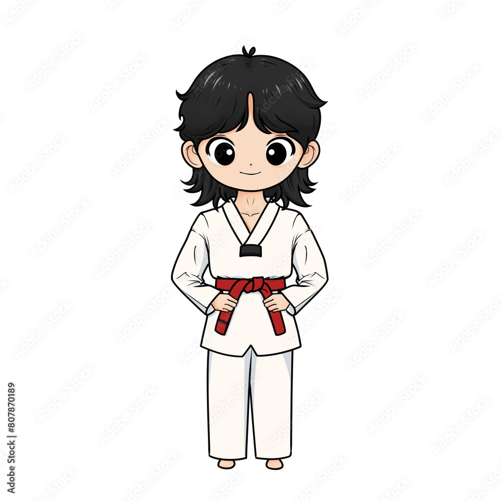 illustration of taekwondo boy with red black belt or red stripe belt and transparent background illustration of taekwondo boy with red black belt or red stripe belt and transparent background
