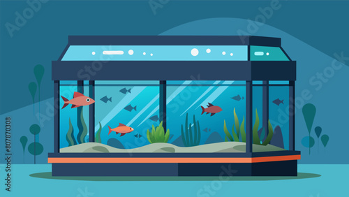 A sleek and modern aquarium that mimics the most challenging marine habitats for your hardy saler fish.. Vector illustration