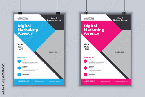 Digital Marketing Agency Corporate Flyer Design Vector Template
