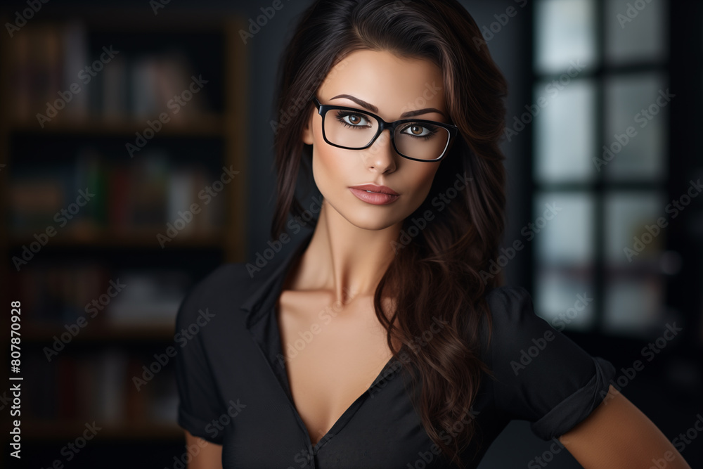 Confident and Attractive Female Teacher in glasses. Generative AI Confident and Attractive Female Teacher in glasses. Generative AI