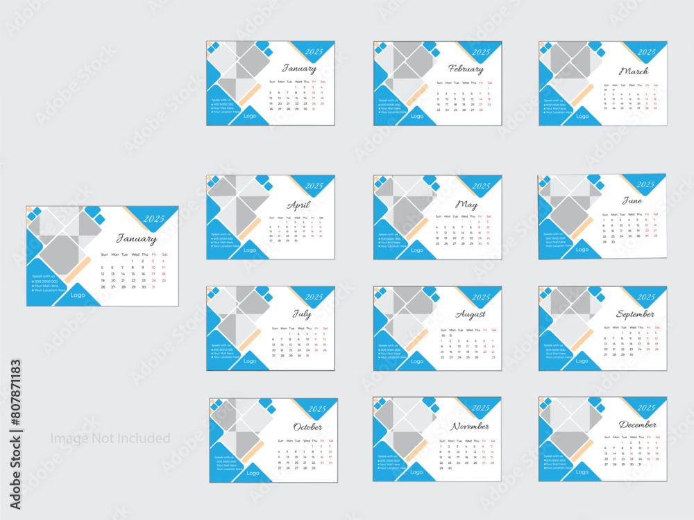 Stylish desk calendar design 2025. Stylish desk calendar design 2025.