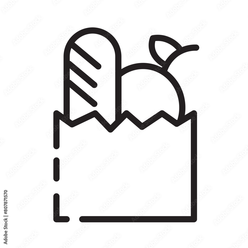 basket bread food line icon basket bread food line icon