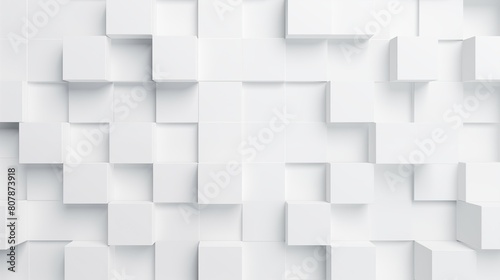 Modern Abstract 3D Geometric Pattern of White Cubes