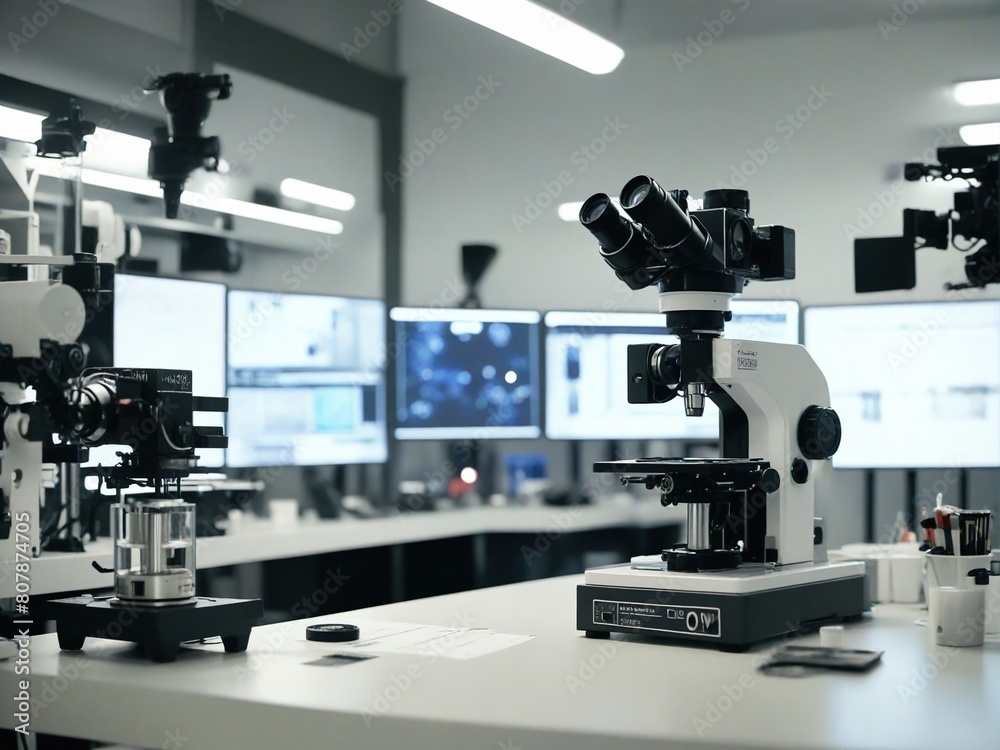 microscope in laboratory microscope in laboratory