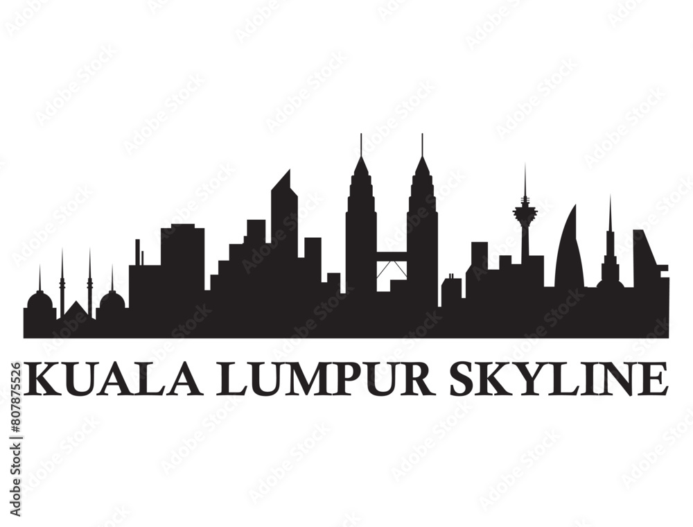 Kuala Lumpur city skyline silhouette vector art