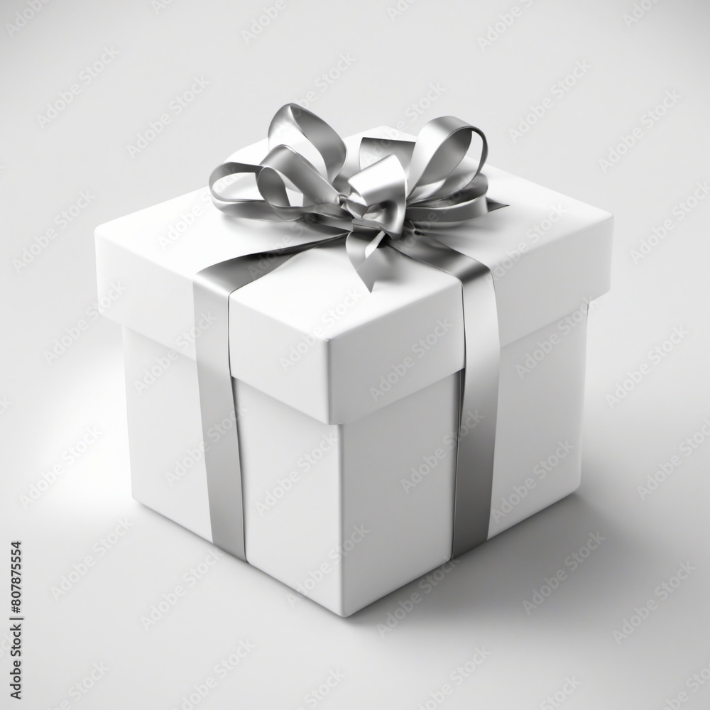 Fototapeta premium gift box with silver ribbon