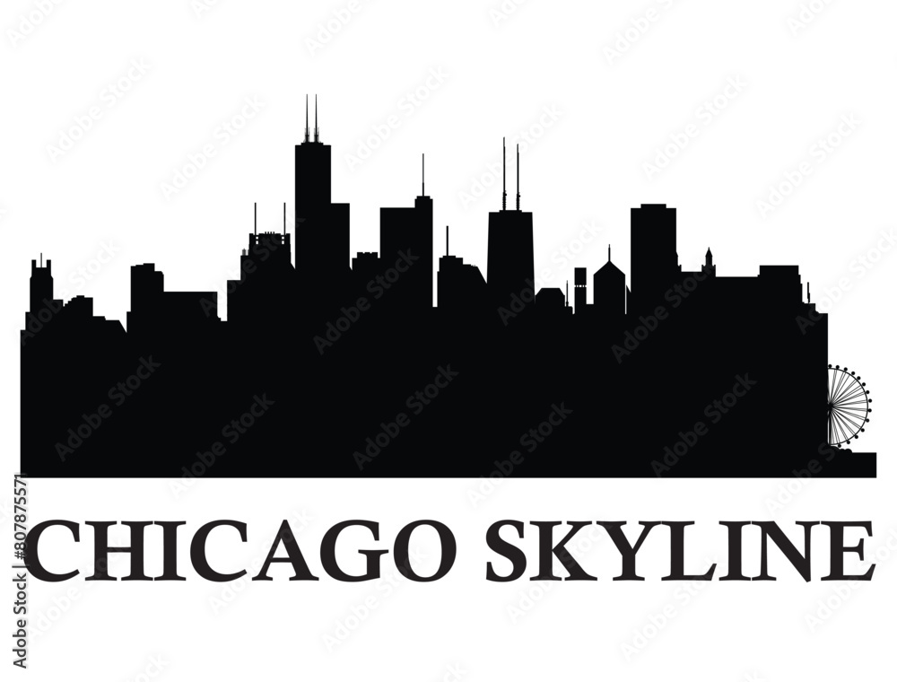 Chicago City skyline silhouette vector art