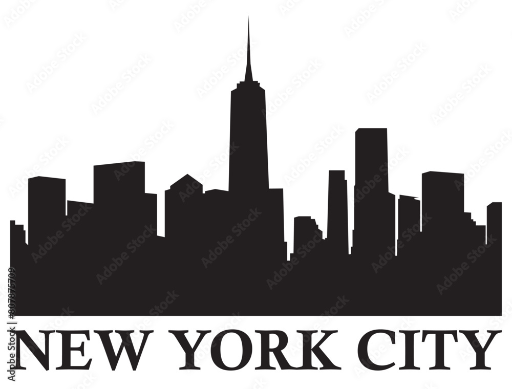 New York city skyline silhouette vector art
