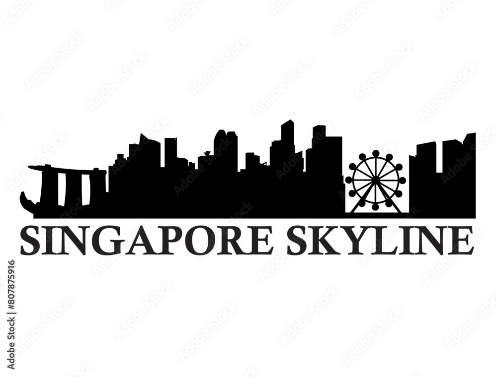 Singapore City skyline silhouette vector art