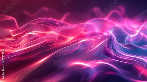 A vibrant pink and purple abstract background featuring swirling patterns and gradient colors