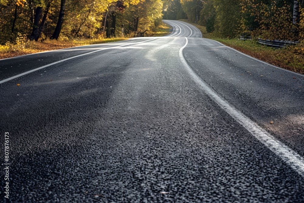 Fototapeta premium Close-up,Empty asphalt road highway background. Beautiful simple AI generated image in 4K, unique.