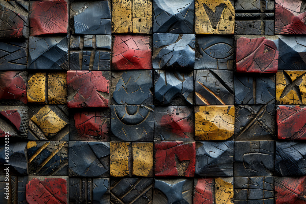 Textured geometric shapes in vibrant red and blue tones Textured geometric shapes in vibrant red and blue tones