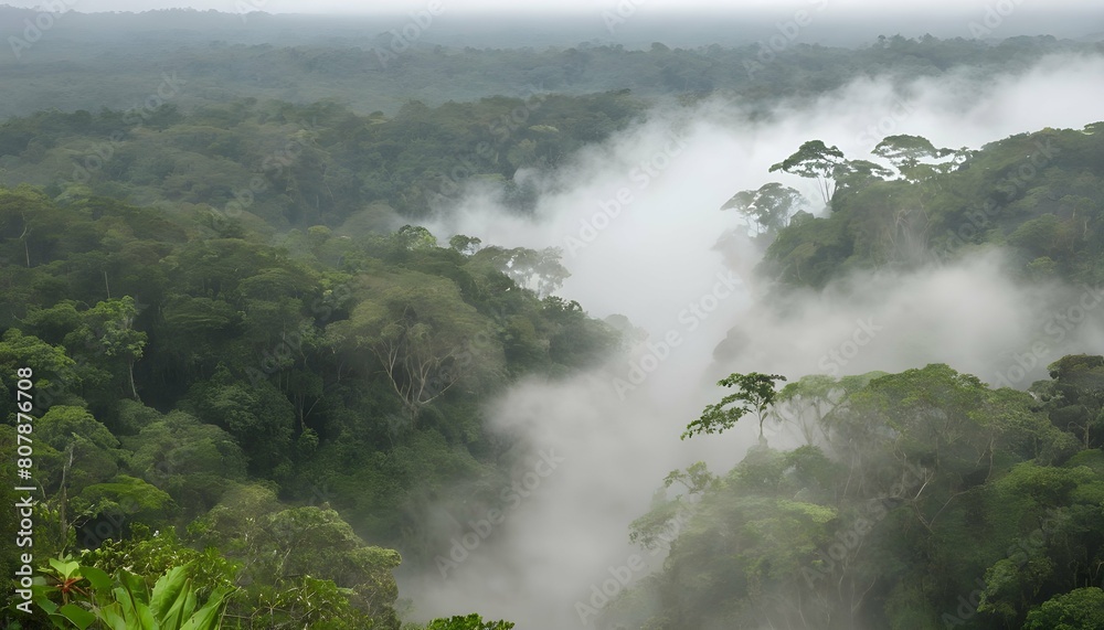 A tropical rainforest cascading down to meet the s upscaled 2