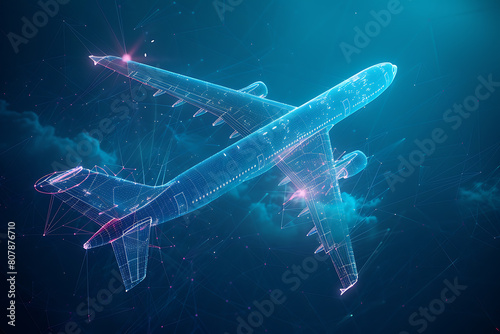 Wallpaper Mural Experience a mesmerizing wireframe visualization against a radiant translucent backdrop, featuring an intricate plane design in a captivating and futuristic concept. Torontodigital.ca