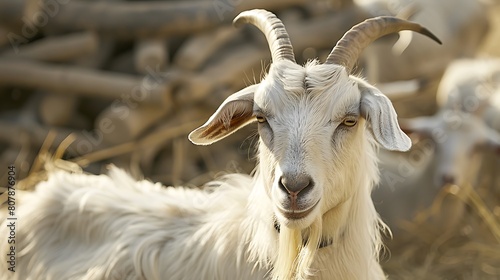 white goat in farm ready for eid al adha