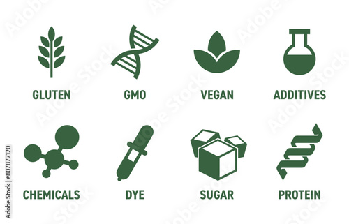 Icons collection for food labeling - monochrome