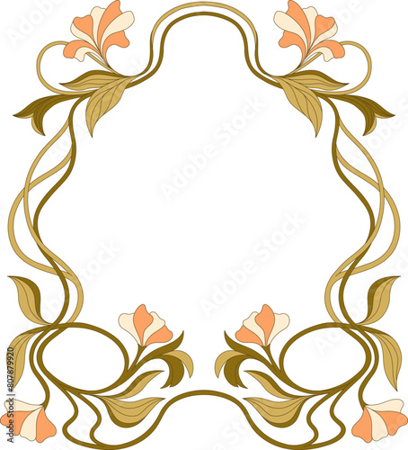 Art Nouveau floral frame. Decorative element. Vector.