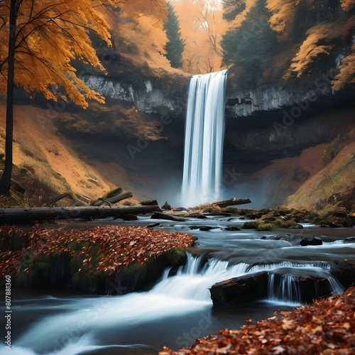 Fall s Embrace  A Serene Journey Through Autumn s Waterfall Wonderland