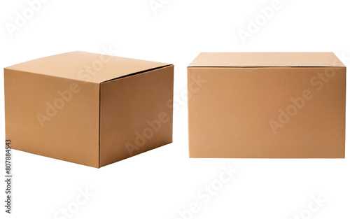 set of cardboard boxes on transparent background