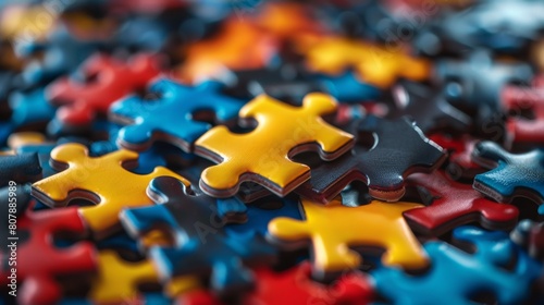 A pile of puzzle pieces with different colors and shapes, AI