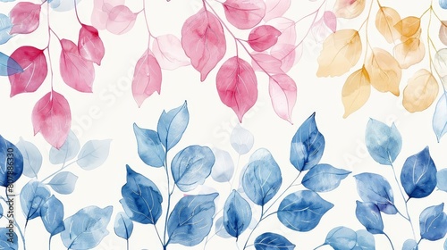 abstract floral pattern background featuring a variety of colorful flowers, including blue, pink, and red blooms, set against a white wall