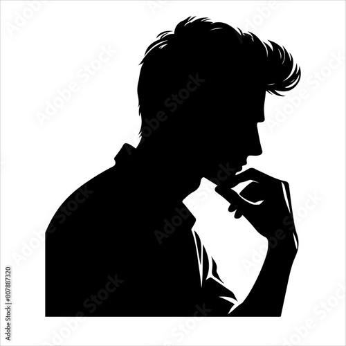 A man Thinking silhouette vector, tension man, silhouette, black color,