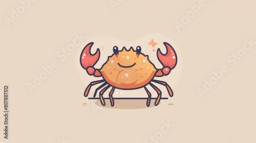 A cartoon crab with a smile on its face and eyes, AI © starush