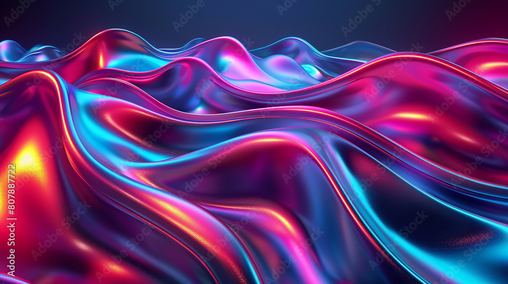 3d rendering Abstract fluid holographic iridescent neon curved wave in motion dark background 3d rendering Abstract fluid holographic iridescent neon curved wave in motion dark background