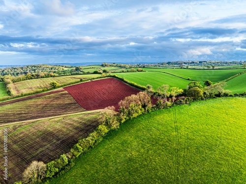 Fields and Farms over Torquay from a drone   Devon  England  Europe