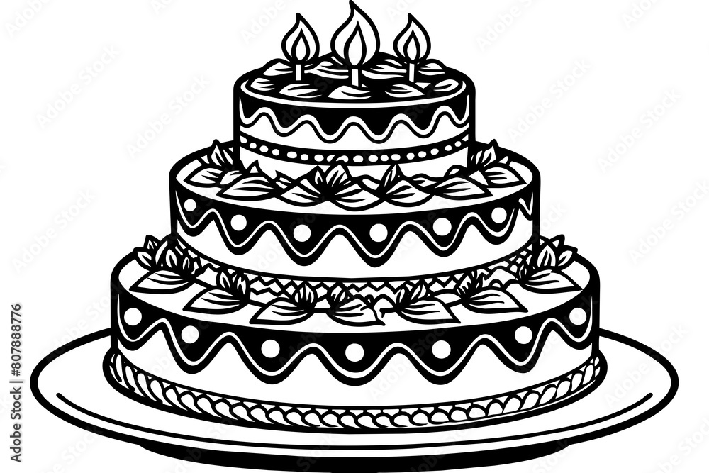 four-set-birthday-cake-vector-illustration four-set-birthday-cake-vector-illustration