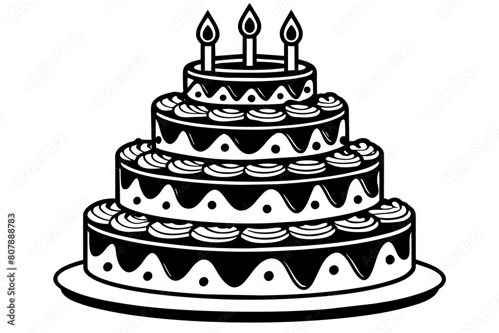 four-set-birthday-cake -silhouette-white-background with vector illustration vector illustration four-set-birthday-cake -silhouette-white-background with vector illustration vector illustration