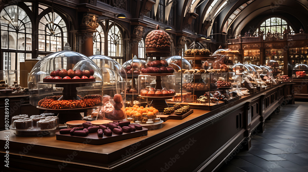 A Belgian chocolate shop, with master chocolatiers crafting exquisite truffles and pralines in a boutique filled with the rich aroma of cocoa.