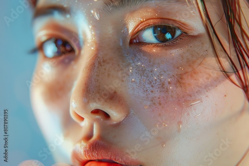 beautiful korean girl portrait with glass skin photo