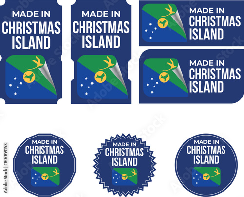Made in Christmas Island. Christmas Island flag  Tag  Seal  Stamp  Flag  Icon vector