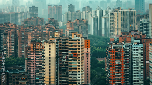 chinesische stadt mit vielen hochhäusern photo