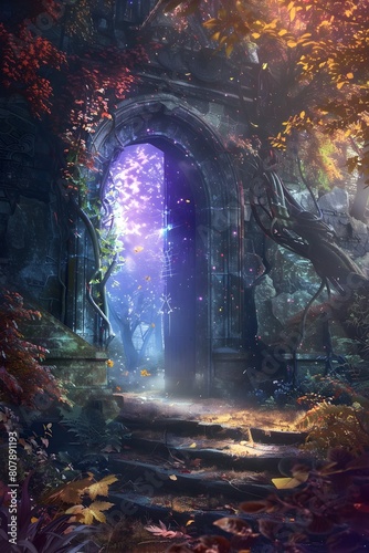 Shimmering Portal to a Fantastical Realm Enshrouded in Ethereal Energy and Mystical Allure