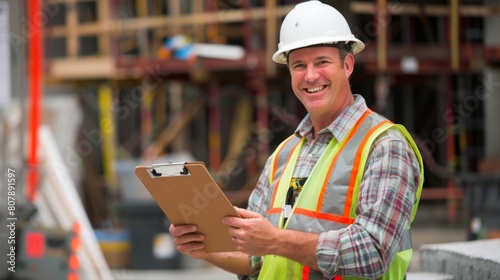 A Smiling Construction Worker Outdoors